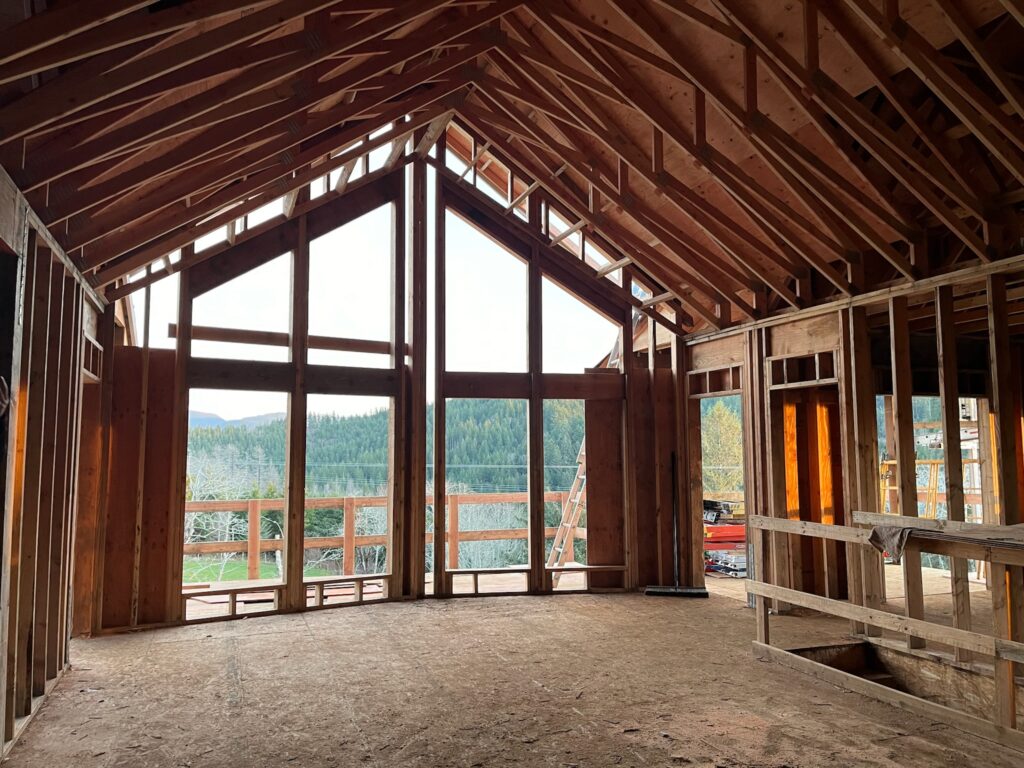 house during framing construction Oregon Coast